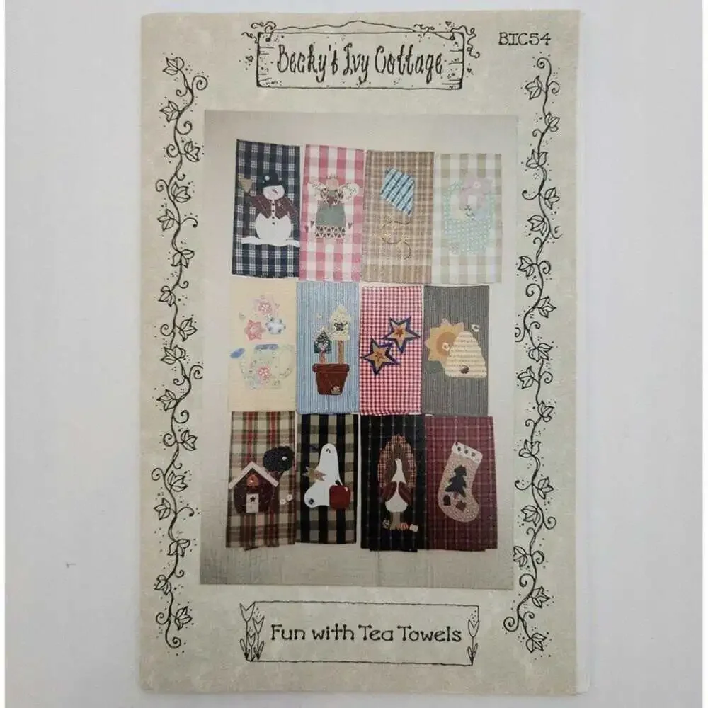 Vintage Becky's Ivy Cottage Fun With Tea Towels Applique Pattern BIC54 Seasonal